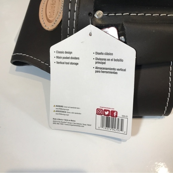 MCGUIRE Nicholas 12 Pocket Oil Tan Leather Electrician Tool Pouch Heavy Duty - Picture 6 of 6